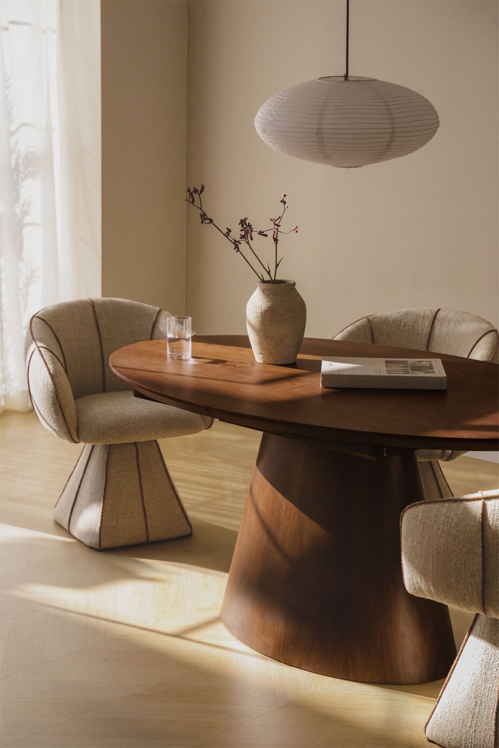 Tavolo da pranzo ovale 160-200x100 cm allungabile in MDF e impiallacciatura Gala