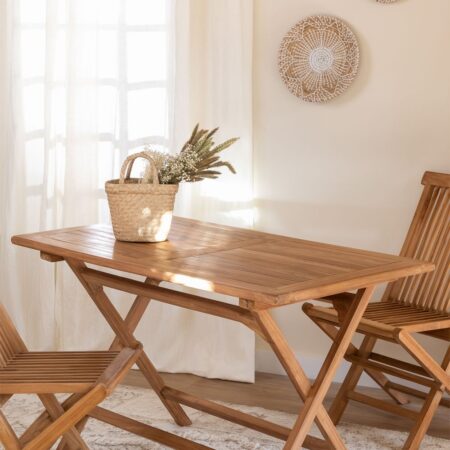 Tavolo da pranzo rettangolare pieghevole in legno di teak (120x70 cm) Pira
