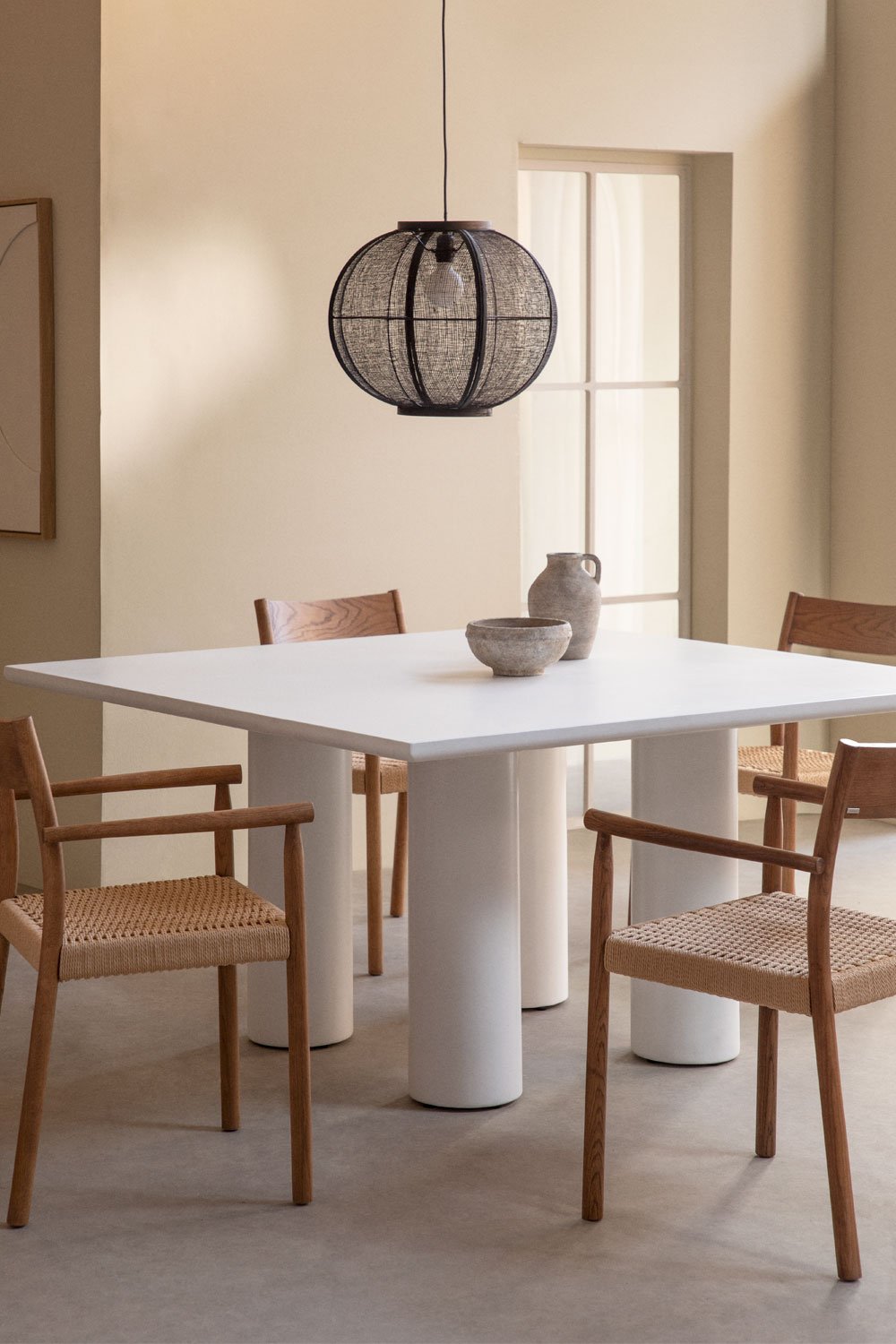 Tavolo da pranzo quadrato 150x150 cm in cemento Lisboa