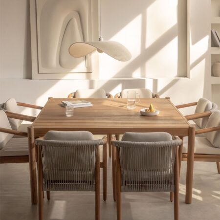 Tavolo da pranzo quadrato 150x150 cm in legno di acacia Aderyn