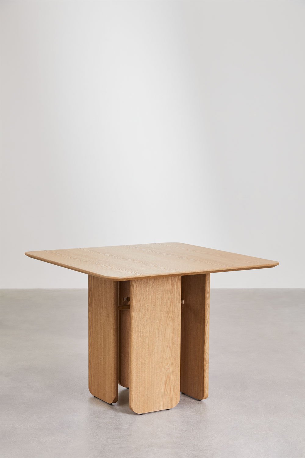 Tavolo da pranzo quadrato 100x100 cm in MDF e impiallacciatura di frassino Ginger