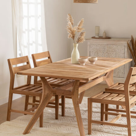 Tavolo da pranzo rettangolare in legno di teak (180x90 cm) Yolen