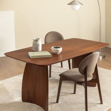Tavolo da pranzo rettangolare 180x90 cm in MDF con impiallacciatura in noce Luanda