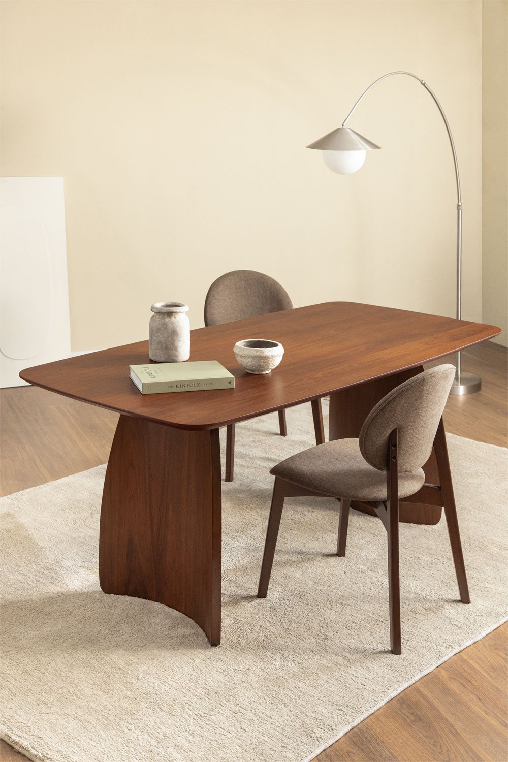 Tavolo da pranzo rettangolare 180x90 cm in MDF con impiallacciatura in noce Luanda