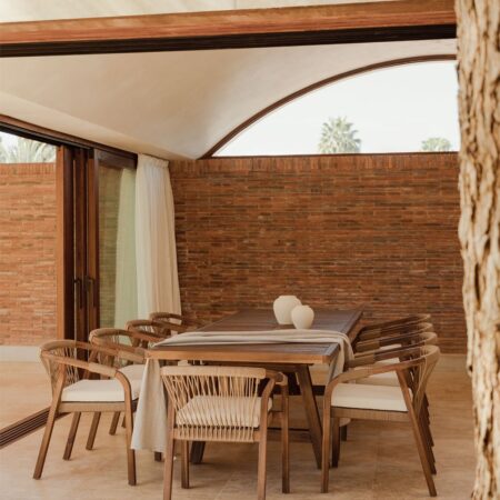 Tavolo da pranzo rettangolare 200-260-320x100 cm allungabile in legno di acacia Dubai
