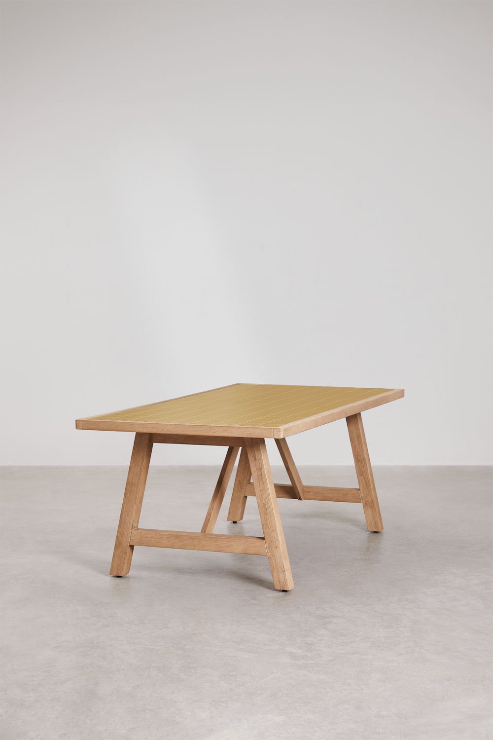 Tavolo da pranzo rettangolare 200x100 cm in legno di acacia e piastrelle Dubai