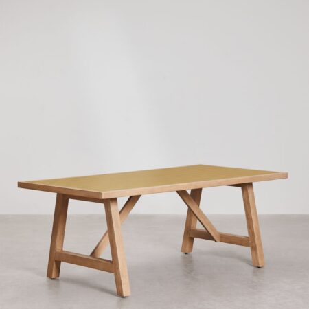 Tavolo da pranzo rettangolare 200x100 cm in legno di acacia e piastrelle Dubai