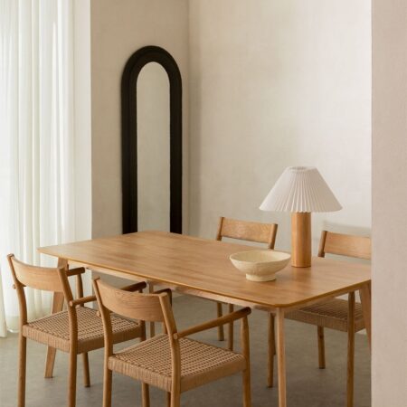 Tavolo da pranzo rettangolare 180x90 cm in MDF e legno di gomma Kerhen
