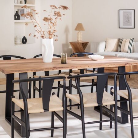 Tavolo da Pranzo Rettangolare in Legno di Acacia (180x90 cm) Varena