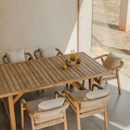 Tavolo da Pranzo Rettangolare in Legno di Acacia (200x100 cm) Dubai