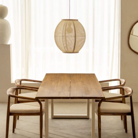 Tavola da pranzo rettangolare in legno di acacia e acciaio (180x90 cm) Maupi