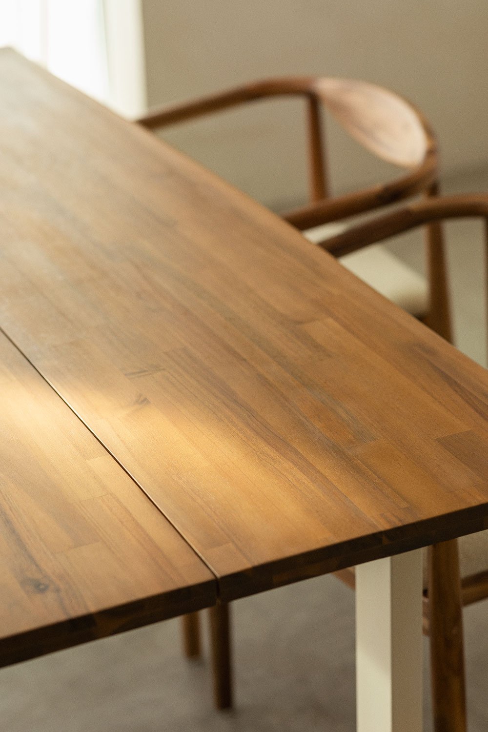 Tavola da pranzo rettangolare in legno di acacia e acciaio (180x90 cm) Maupi