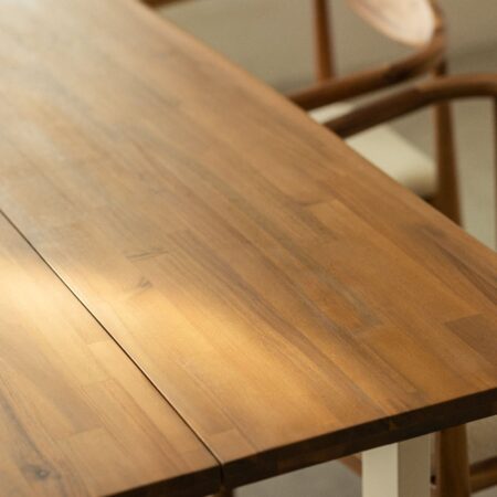 Tavola da pranzo rettangolare in legno di acacia e acciaio (180x90 cm) Maupi