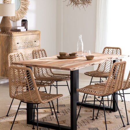 Tavolo da pranzo rettangolare in legno riciclato (160x90 cm) Stile Sami