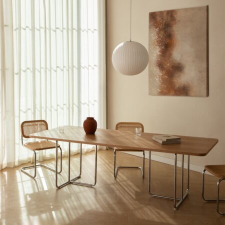 Tavolo da pranzo rettangolare in MDF e acciaio inox Tento