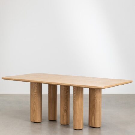 Tavolo da pranzo rettangolare in MDF e impiallacciatura di frassino (200x100 cm) Noelys