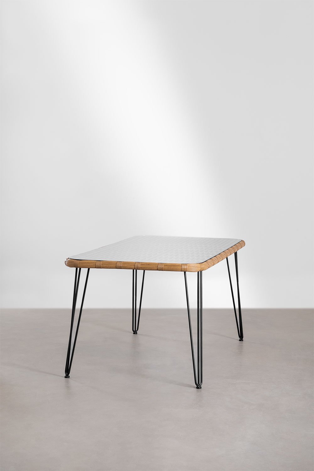Tavolo da Pranzo Rettangolare in Vimini Sintetico (180x90 cm) Leribert