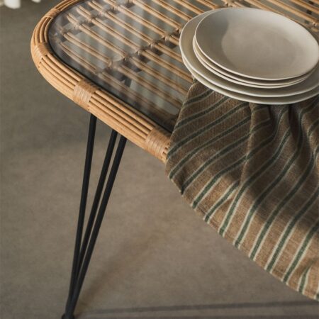 Tavolo da Pranzo Rettangolare in Vimini Sintetico (180x90 cm) Leribert