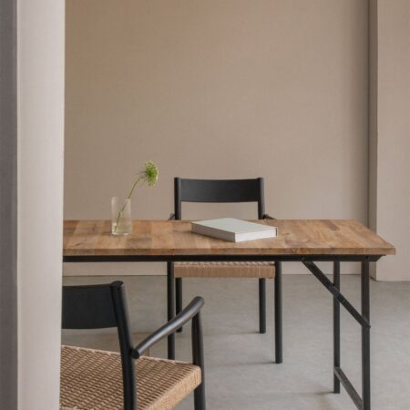 Tavolo da pranzo rettangolare pieghevole in legno di mango e metallo (200x100 cm) Fer