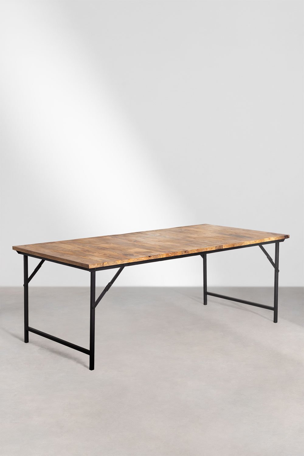 Tavolo da pranzo rettangolare pieghevole in legno di mango e metallo (200x100 cm) Fer