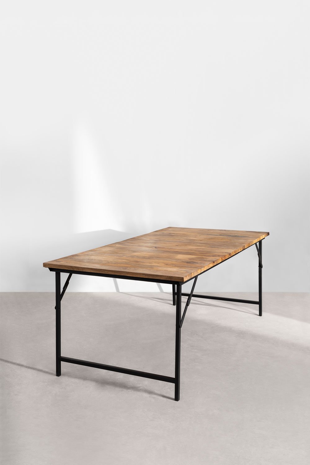 Tavolo da pranzo rettangolare pieghevole in legno di mango e metallo (200x100 cm) Fer