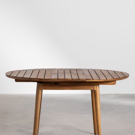 Tavolo da pranzo rotondo allungabile in legno di acacia (100-136x100 cm) Tenay