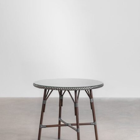 Tavolo da pranzo rotondo in alluminio e rattan sintetico (Ø80 cm) Brielle Bistro