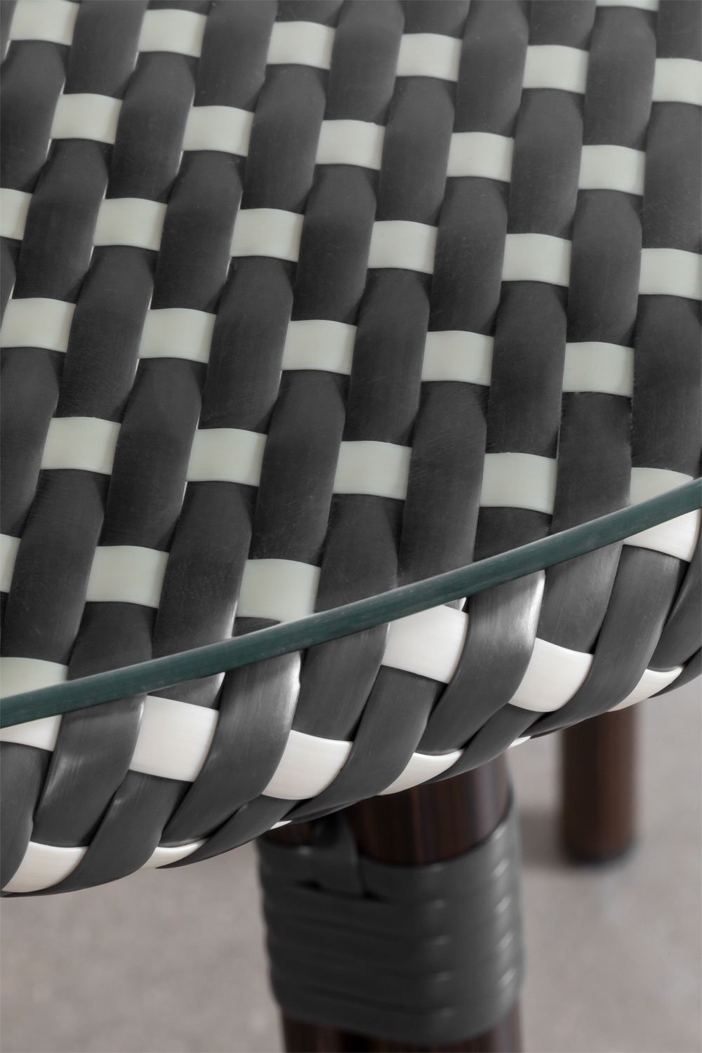 Tavolo da pranzo rotondo Brielle Bistro in alluminio e rattan sintetico (Ø80 cm)