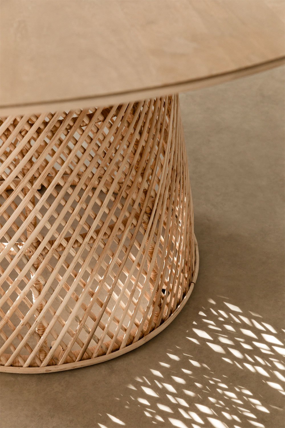 Tavolo da pranzo rotondo in legno di mango e rattan (Ø140 cm) Suzane