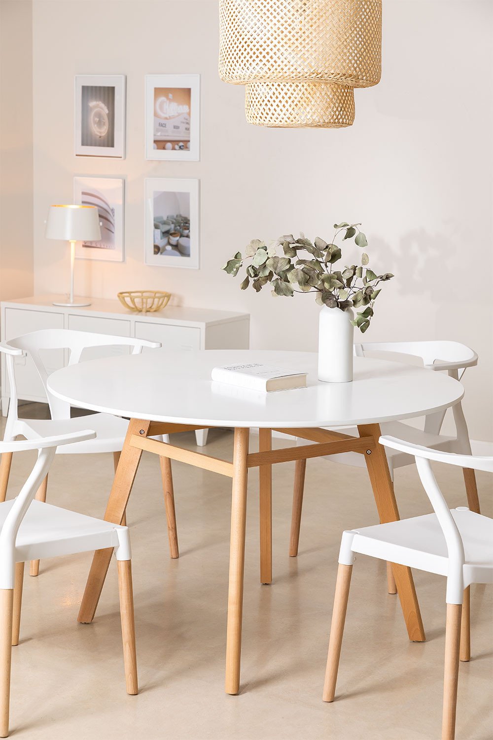 Tavolo da pranzo rotondo in MDF e legno di faggio Scand Nordic