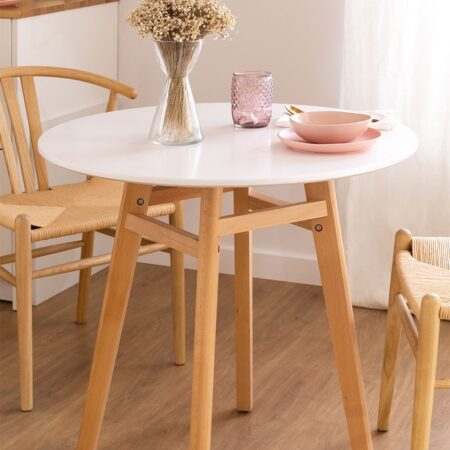 Tavolo da pranzo rotondo in MDF e legno di faggio (Ø80) Scand Nordic