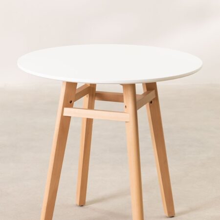 Tavolo da pranzo rotondo in MDF e legno di faggio (Ø80) Scand Nordic