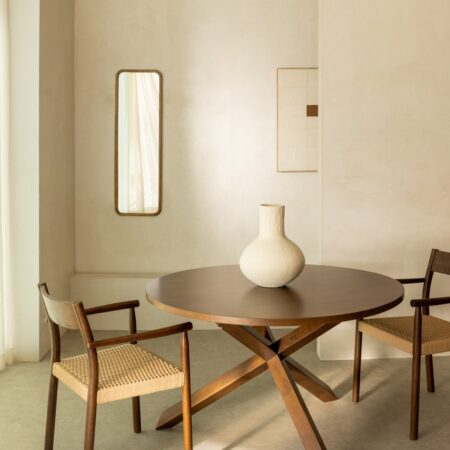 Tavolo da pranzo rotondo Ø120 cm in MDF e legno Mieren