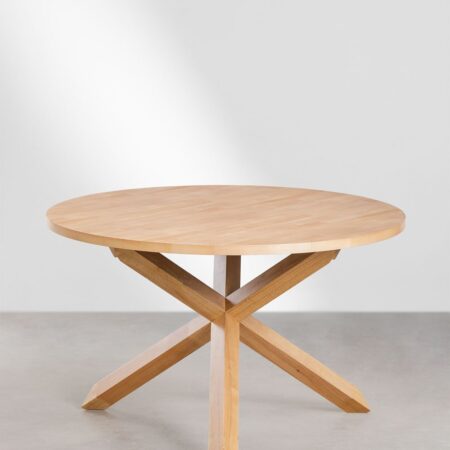 Tavolo da pranzo rotondo in MDF e legno (Ø120 cm) Mieren