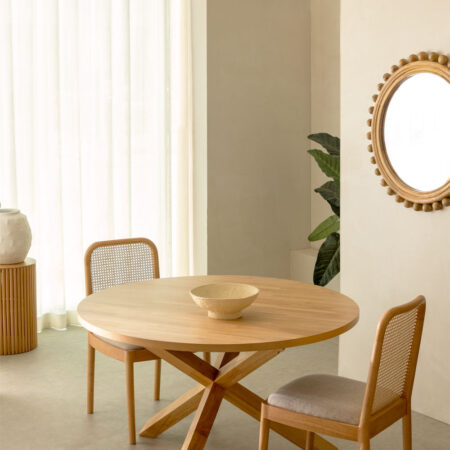 Tavolo da pranzo rotondo in MDF e legno (Ø120 cm) Mieren