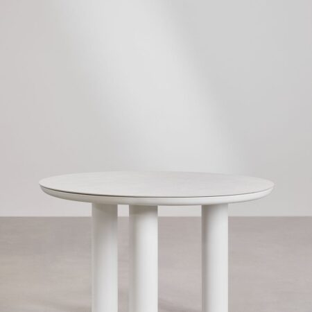 Tavolo da pranzo rotondo Ø120 cm in ceramica e alluminio Arken