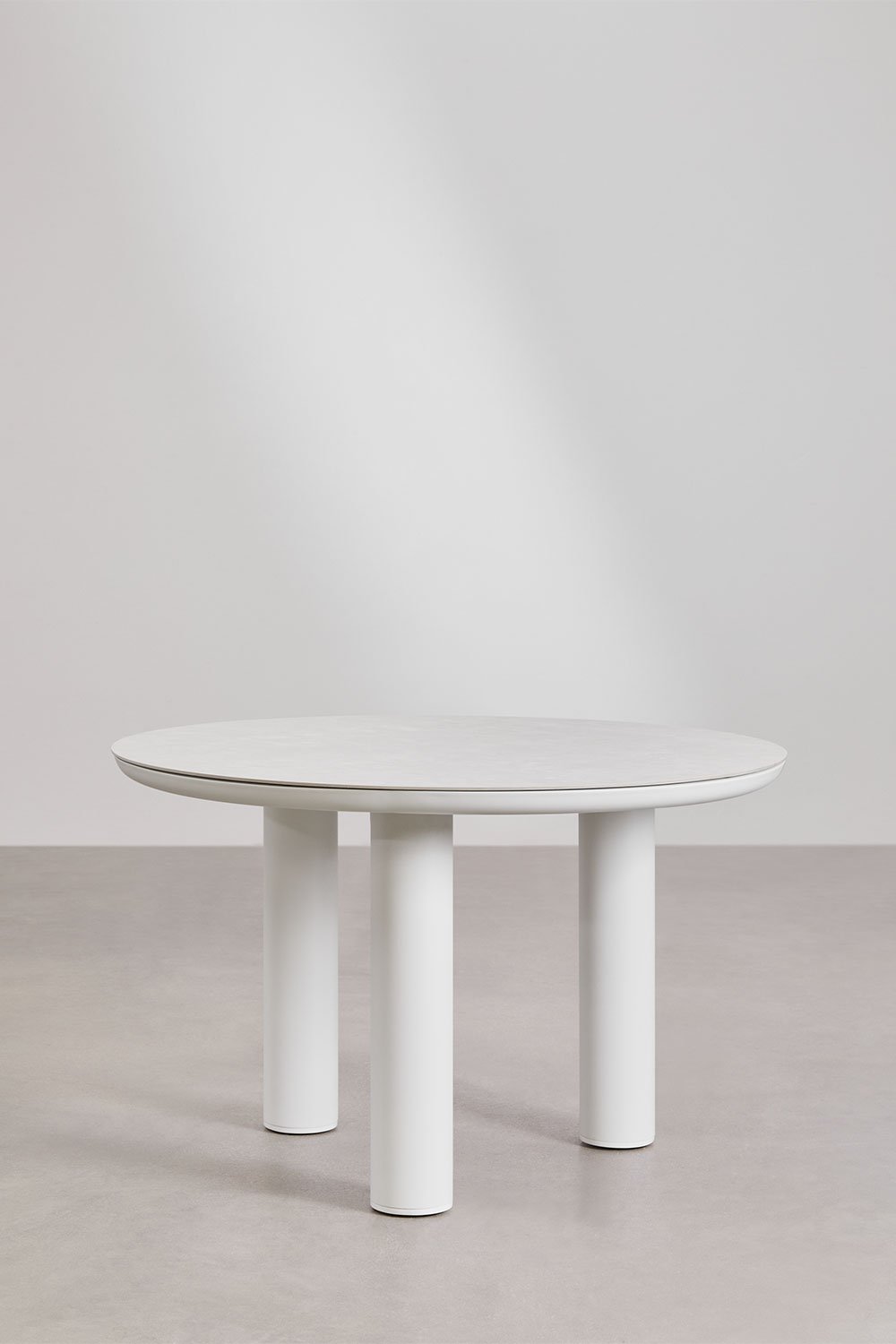 Tavolo da pranzo rotondo Ø120 cm in ceramica e alluminio Arken