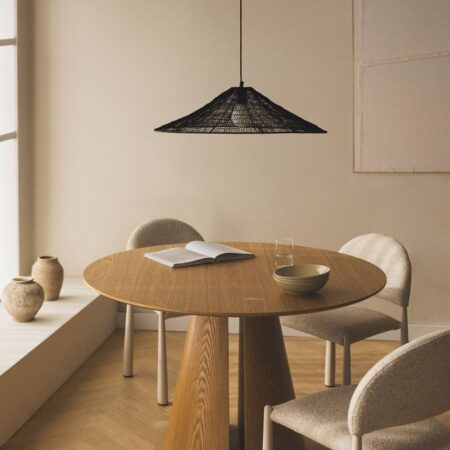 Tavolo da pranzo rotondo Ø120 cm in MDF e impiallacciatura di frassino Agnes