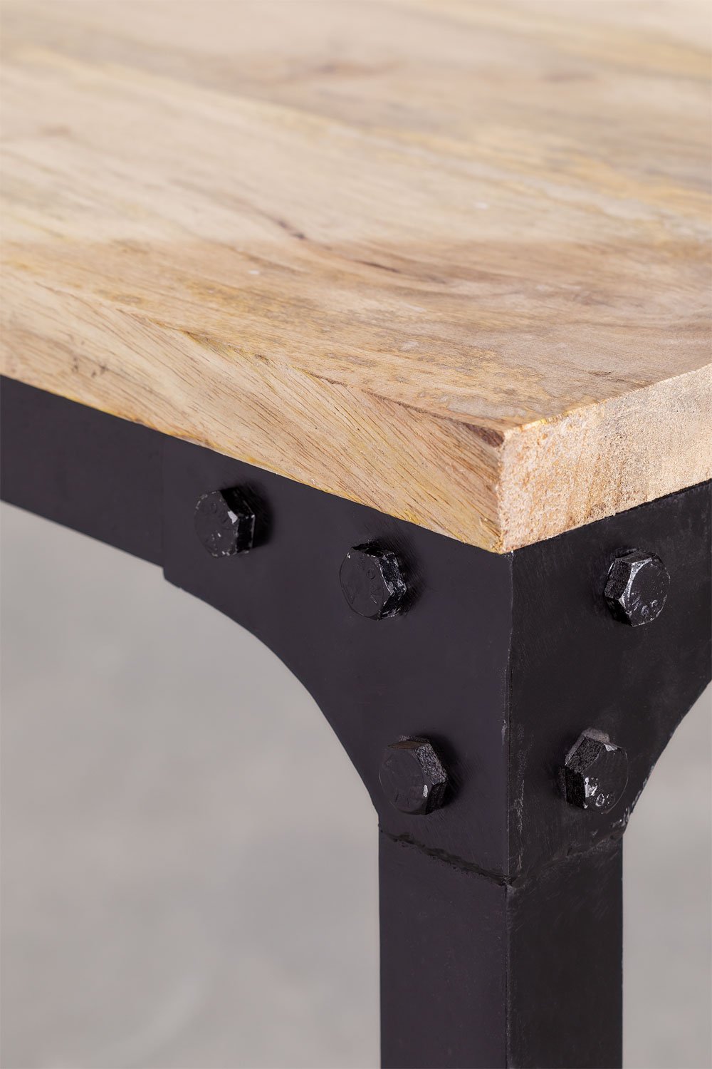 Tavolo da pranzo rettangolare con ruote in legno riciclato e acciaio (200x100 cm) Nika