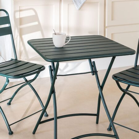 Tavolo pieghevole quadrato in acciaio (60x60 cm) Janti