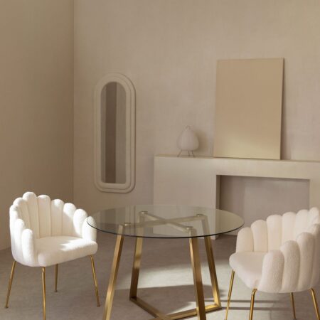 Tavolo rotondo in vetro e acciaio (110 cm) Salyms
