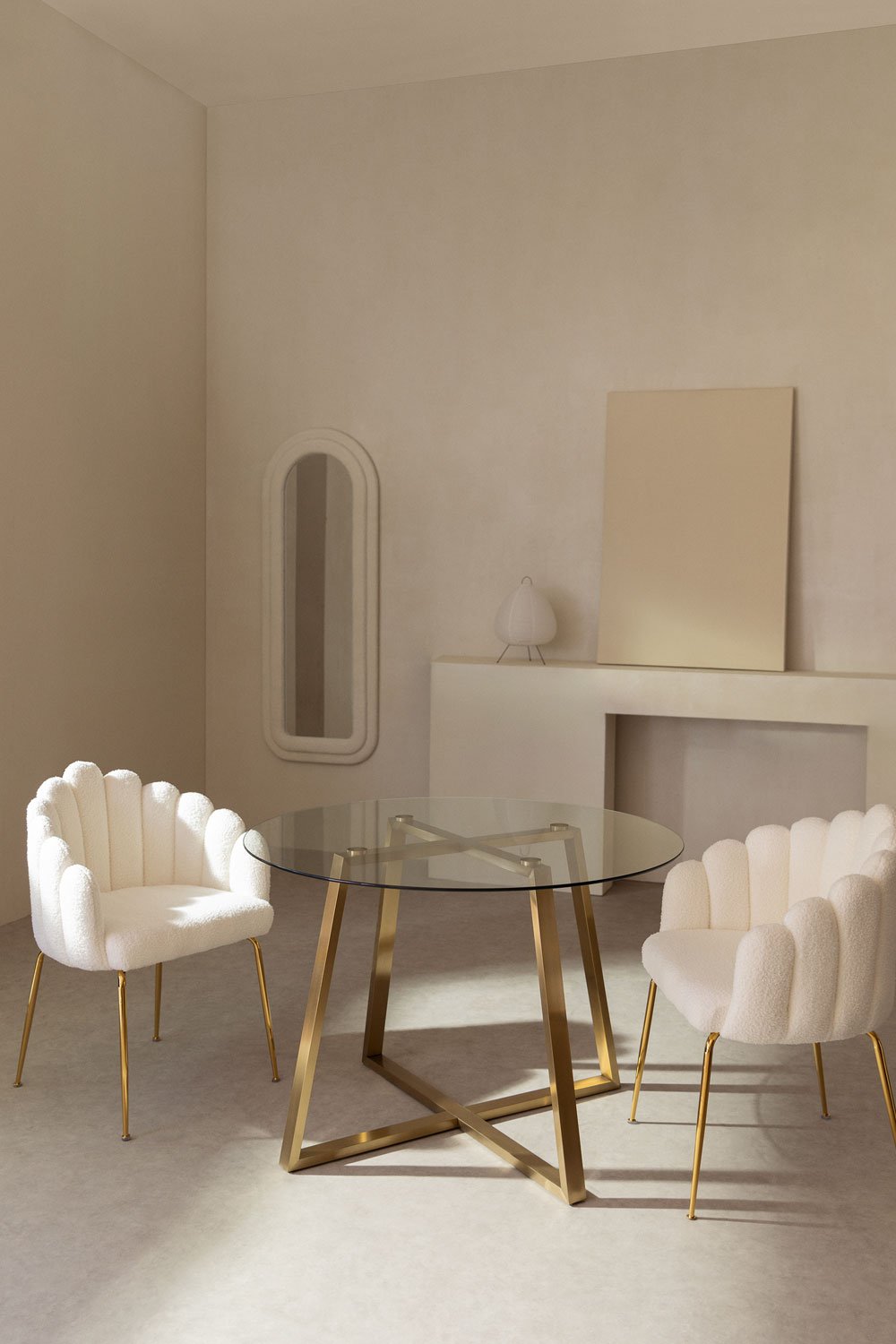 Tavolo rotondo in vetro e acciaio (110 cm) Salyms