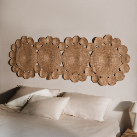 Testiera in juta Otilie per letto da 150 cm