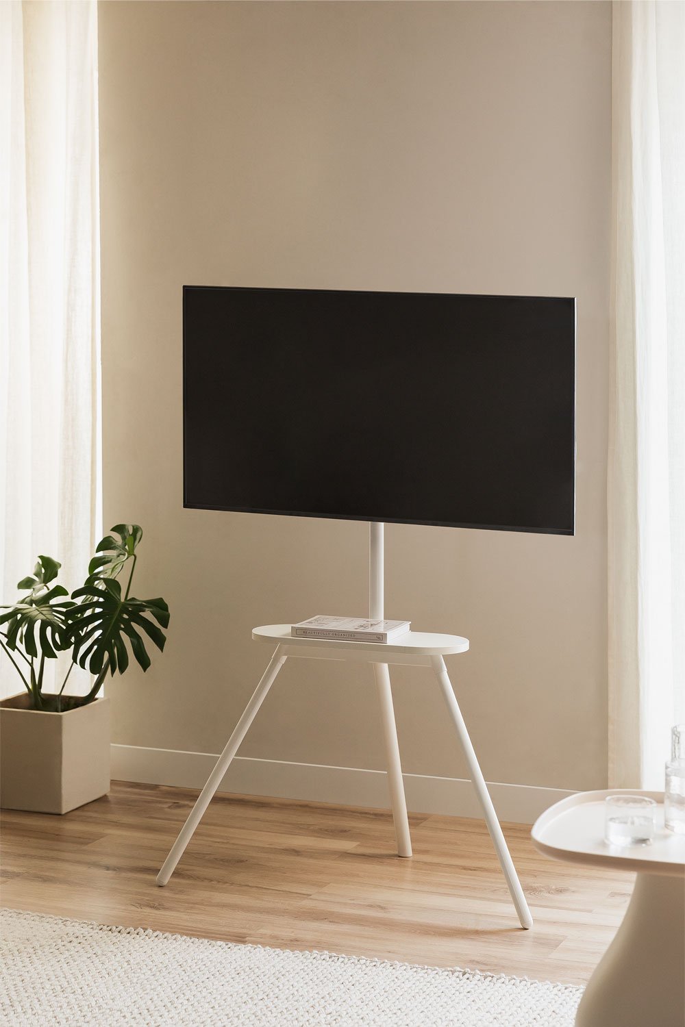 Treppiede TV in acciaio e legno Franzier