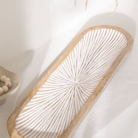 Vassoio decorativo in legno di mango Nabordi