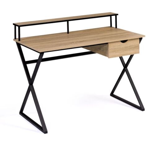 Scrivania a 1 cassetto ENZO, a gambe incrociate, design industriale