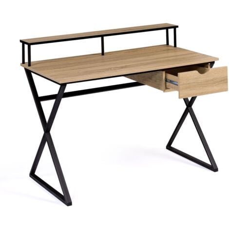 Scrivania a 1 cassetto ENZO, a gambe incrociate, design industriale