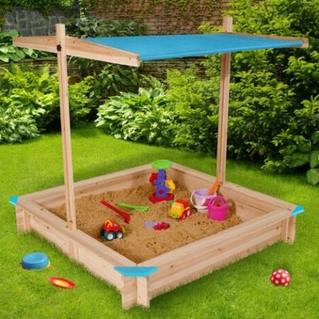 Sabbierra in legno con tetto apribile blu KIDS