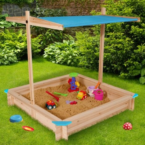 Sabbierra in legno con tetto apribile blu KIDS