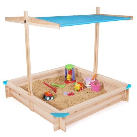 Sabbierra in legno con tetto apribile blu KIDS